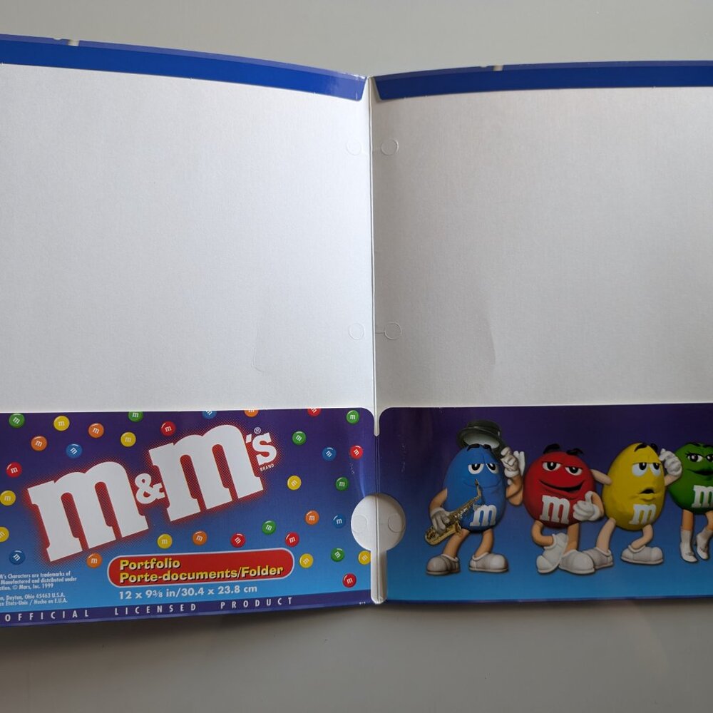 Vintage M&M Folder School Portfolio 90s 3 Hole Punch Two Pocket 12 x 9.375inche - Picture 2 of 3
